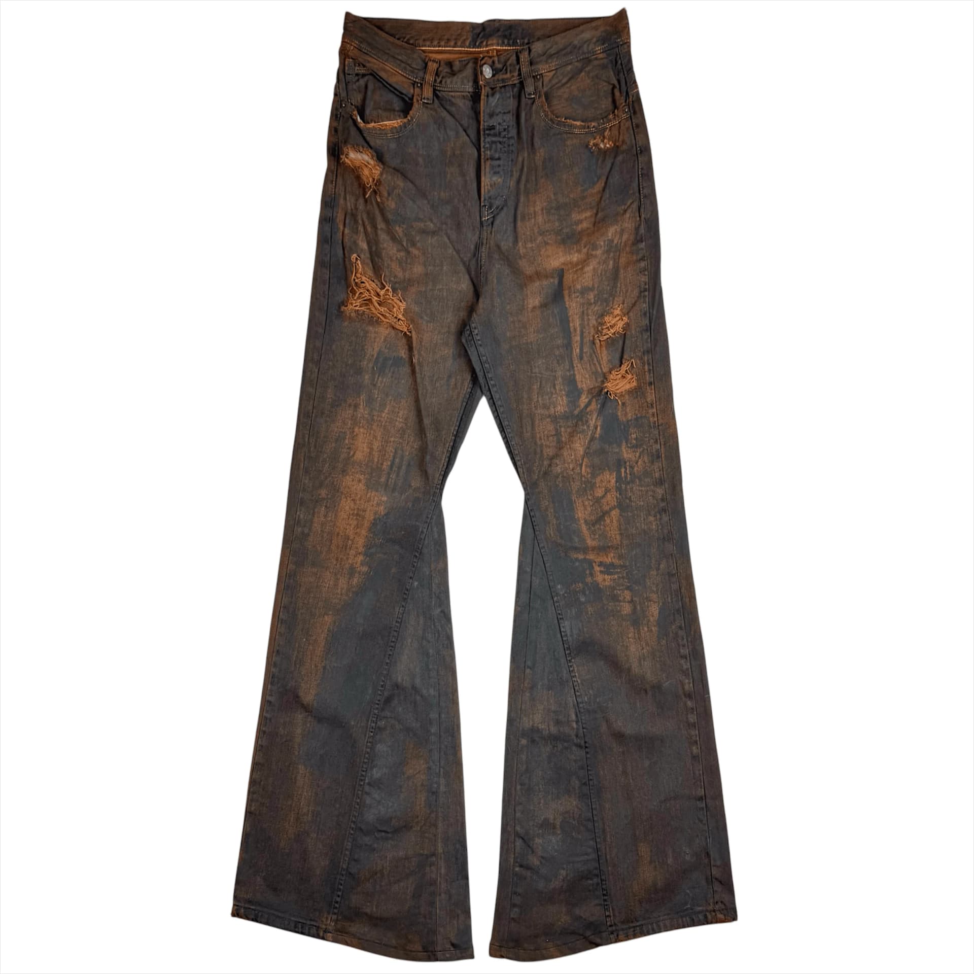 DISTRESSED FLARE JEANS 