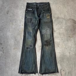 PATCHWORK FLARED KHAKI JEANS