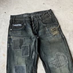 PATCHWORK FLARED KHAKI JEANS