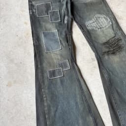 PATCHWORK FLARED KHAKI JEANS