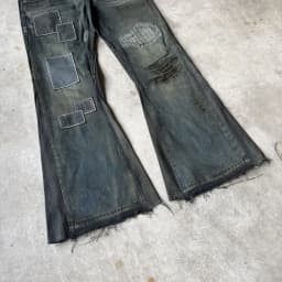 PATCHWORK FLARED KHAKI JEANS