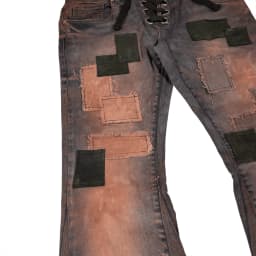 PATCHWORK LACE-UP JEANS