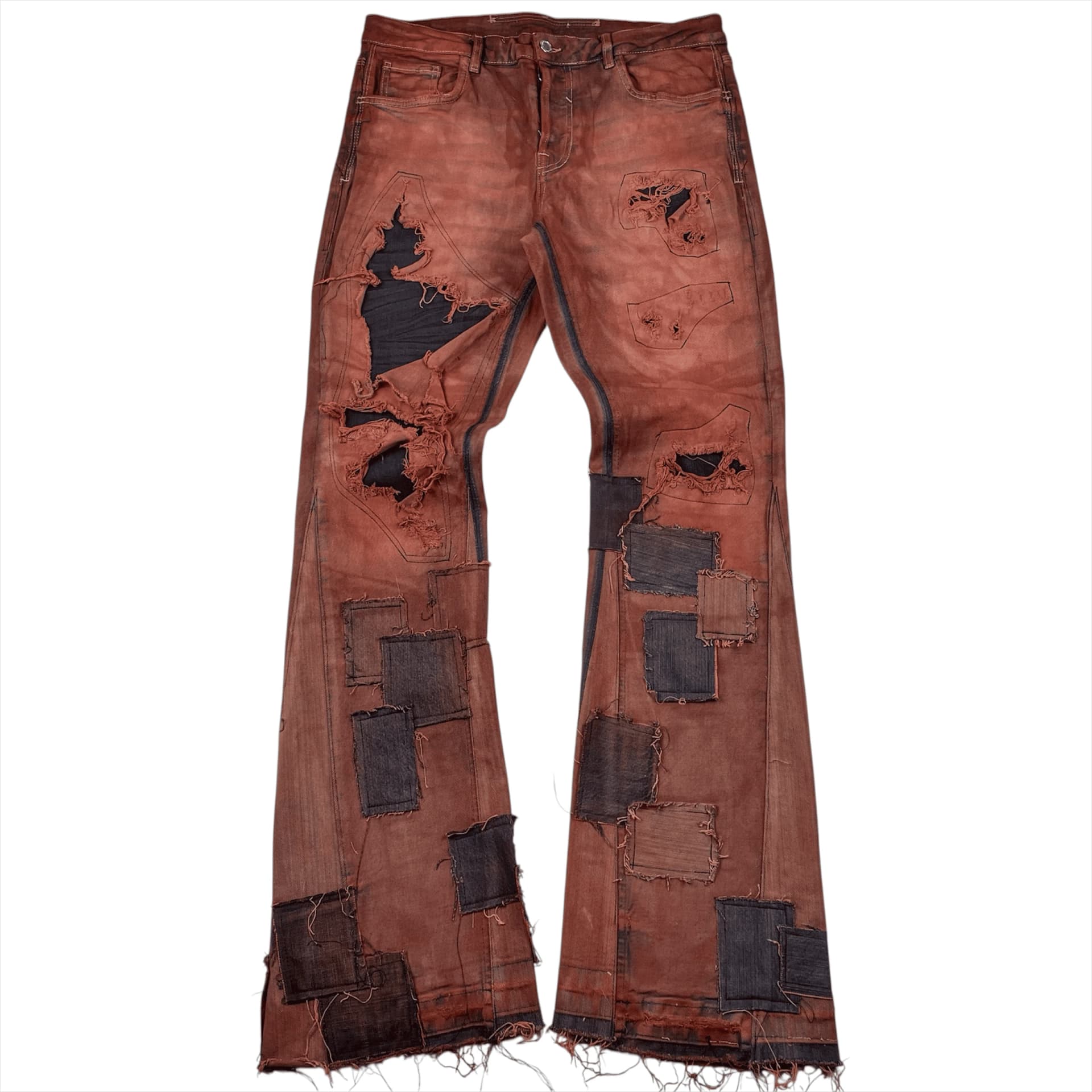DISTRESSED PATCHWORK JEANS